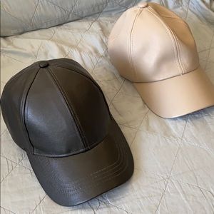 2 leather baseball caps